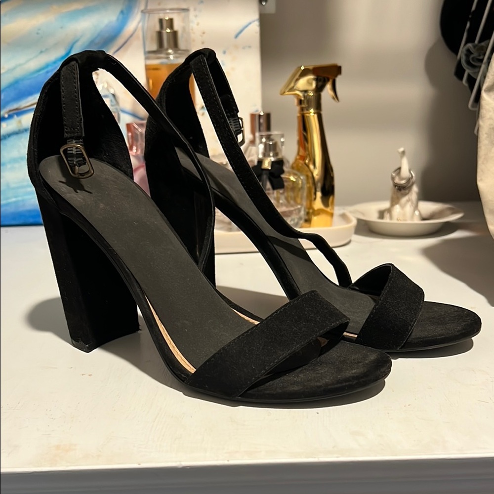 Madden Girl Black Heeled Sandals with Block Heel